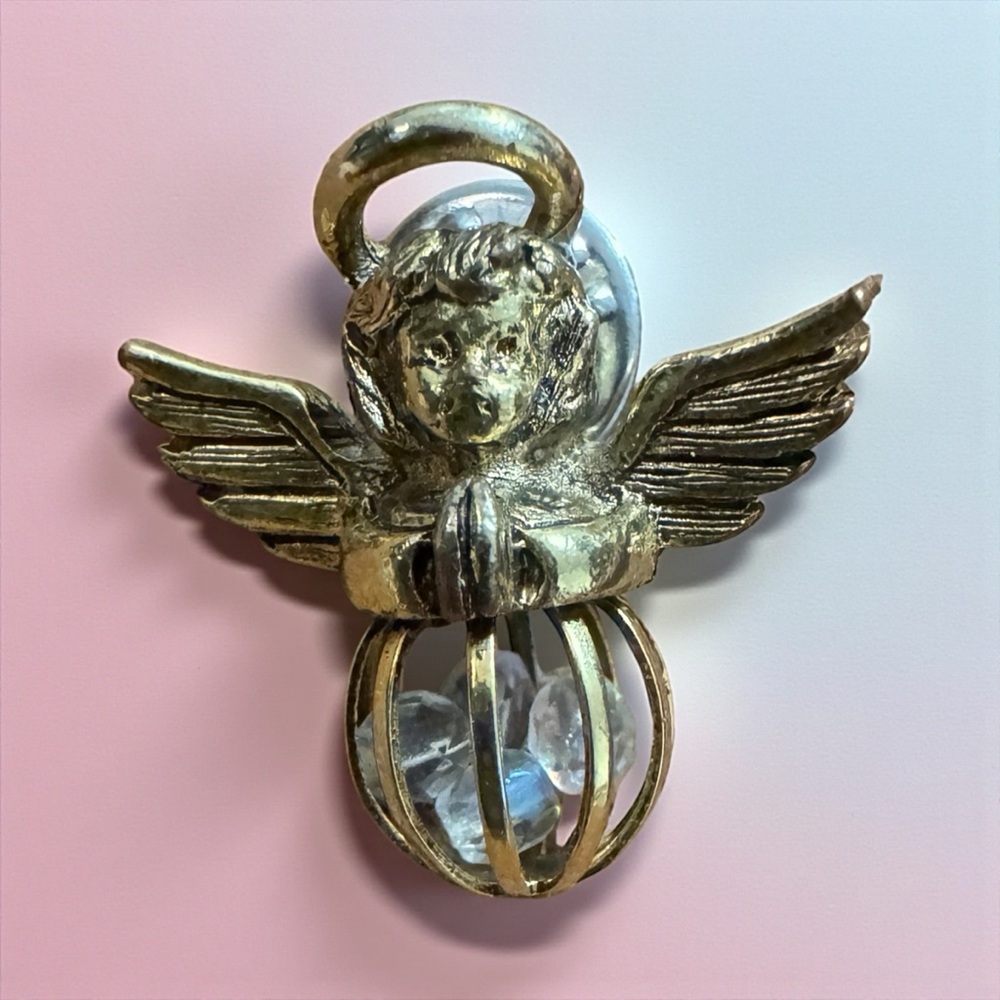Gold Angel Pendant with Crystal Accents